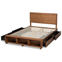 Tamsin Queen Size 4-Drawer Platform Storage Bed with Built-In Shelves