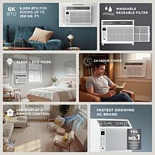 TCL 6,000 BTU 250 Sq. Ft. Window Air Conditioner, Fan & Dehumidifier