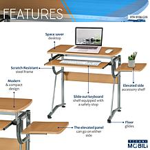 Techni Mobili Compact Computer Desk with Side Shelf and Keyboard Panel