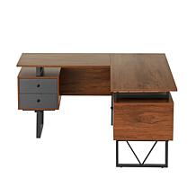 Techni Mobili Reversible L-Shape Computer Desk with Drawers