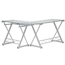 Techni Mobili Tempered Glass L-Shaped Computer Desk - Clear