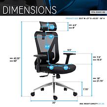 Techni Mobili Truly Ergonomic Mesh Office Chair with Headrest - Black