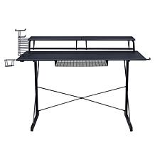Techni Sport TS-200 Carbon Computer Gaming Desk with Shelving