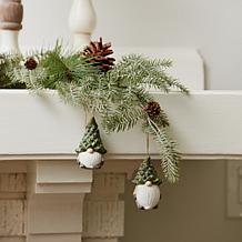 Terra Cotta Gnomes with Pine Tree Hats Ornaments - 6-piece Set