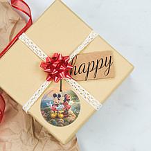 Thomas Kinkade Disney Glass Ornament - Mickey & Minnie Sweetheart Cove