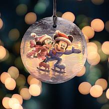 Thomas Kinkade Disney Hanging Glass - Mickey & Minnie Sweet Holiday