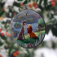 Thomas Kinkade Disney Lady and the Tramp Hanging Glass StarFire Print