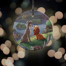 Thomas Kinkade Disney Lady and the Tramp Hanging Glass StarFire Print