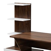 Tobias Two-Tone Wood Storage Computer Desk with Shelves