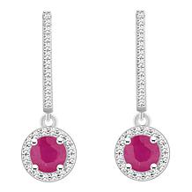 Top Choice Gems 5mm Gem and Diamond Hugger Hoop Dangle Earrings