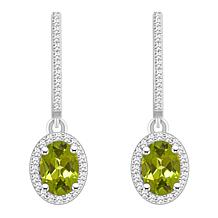 Top Choice Gems  7x5mm Gem and Diamond Hugger Hoop Dangle Earrings