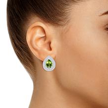 Top Choice Gems 8x5mm Pear-Shaped Gem and White Topaz Stud Earrings