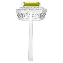 Top Choice Gems 8x6mm Emerald-Cut Gem and White Topaz Double Halo Ring