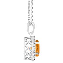 Top Choice Gems 8x6mm Oval Gem and White Topaz Pendant with Chain