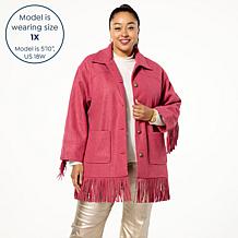Tower Hill by Christie Brinkley Brushed Faux Melton Jacket with Fringe