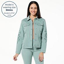 Tower Hill Christie Brinkley Eyelet Embroidered Denim Jacket