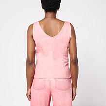 TowerHill by Christie Brinkley Double Take Denim Knit Illusion Tank 