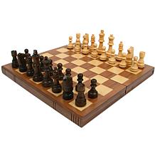 Toy Time Chess Board Walnut Book Style with Staunton Chessmen