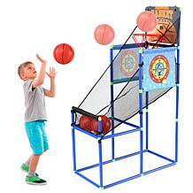 Trimate: 2-in-1 Arcade Basketball Hoop Game w/ 2 Dart Boards