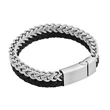 Two Row Franco Chain and Leather Bracelet