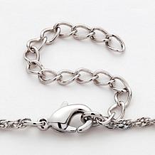 Two-Tone Oval Name And Birthstone Crystal Hearts Pendant