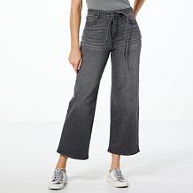 TWRHLL by Christie Brinkley Belted Wide-Leg Ankle Jean