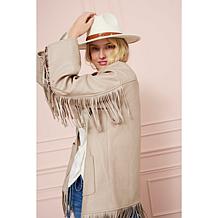 TWRHLL by Christie Brinkley Brushed Faux Melton Jacket with Fringe