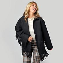 TWRHLL by Christie Brinkley Brushed Faux Melton Jacket with Fringe