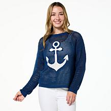 TWRHLL by Christie Brinkley Conversational Mesh Sweater