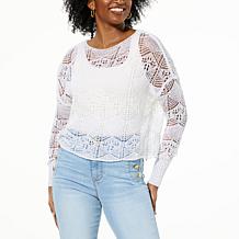 TWRHLL by Christie Brinkley Crochet Sweater