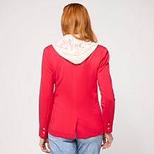 TWRHLL by Christie Brinkley Crochet Zip-Out Dickey Blazer