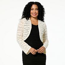 TWRHLL by Christie Brinkley Pointelle Sweater Knit Bolero