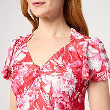 TWRHLL by Christie Brinkley Printed Sweetheart Neck Dress