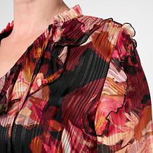 TWRHLL by Christie Brinkley Ruffled Chiffon Midi Dress