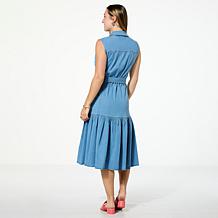 TWRHLL by Christie Brinkley Sleeveless Denim Midi Dress