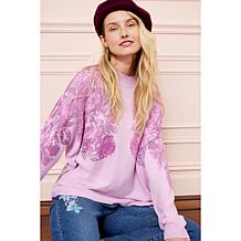 TWRHLL by Christie Brinkley Vintage Floral Print Mock-Neck Sweater