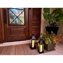 Unmatched 2-piece Set Flameless Lanterns with Holiday Bows