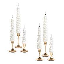 Unmatched Christmas Tree Taper Candles with Holders - 12-piece Set