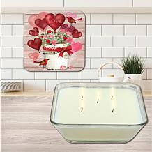 Valentine Bucket 6.5" x 6.5" Artboard Lid and 20oz. Candle