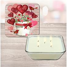 Valentine Bucket 6.5" x 6.5" Artboard Lid and 20oz. Candle