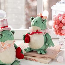 Valentine's Plush Frog Couple Figurines 7.25"H