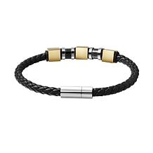 Van Heusen Men's 3-Bead Braided Leather Bracelet