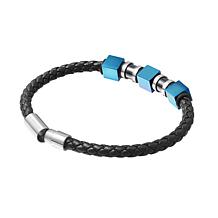 Van Heusen Men's 3-Bead Braided Leather Bracelet