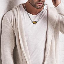 Van Heusen Men's Stainless Steel Brown Bead Rolo Chain Necklace