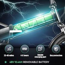 Vanpowers 750W Folding 48V E-Bike w/4"LCD Display & Integrated Battery