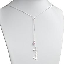 Vertical Name & Birthstone Crystal Adjustable Necklace