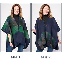 Vince Camuto Reversible Woven Plaid Topper