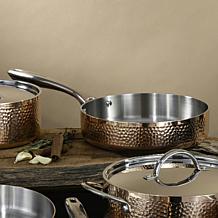 Vintage Hammered Tri-Ply Copper Deep Skillet 9.5"