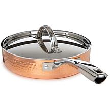 Vintage Hammered Tri-Ply Copper Deep Skillet