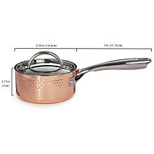 Vintage Hammered Tri-Ply Copper Saucepan with Lid